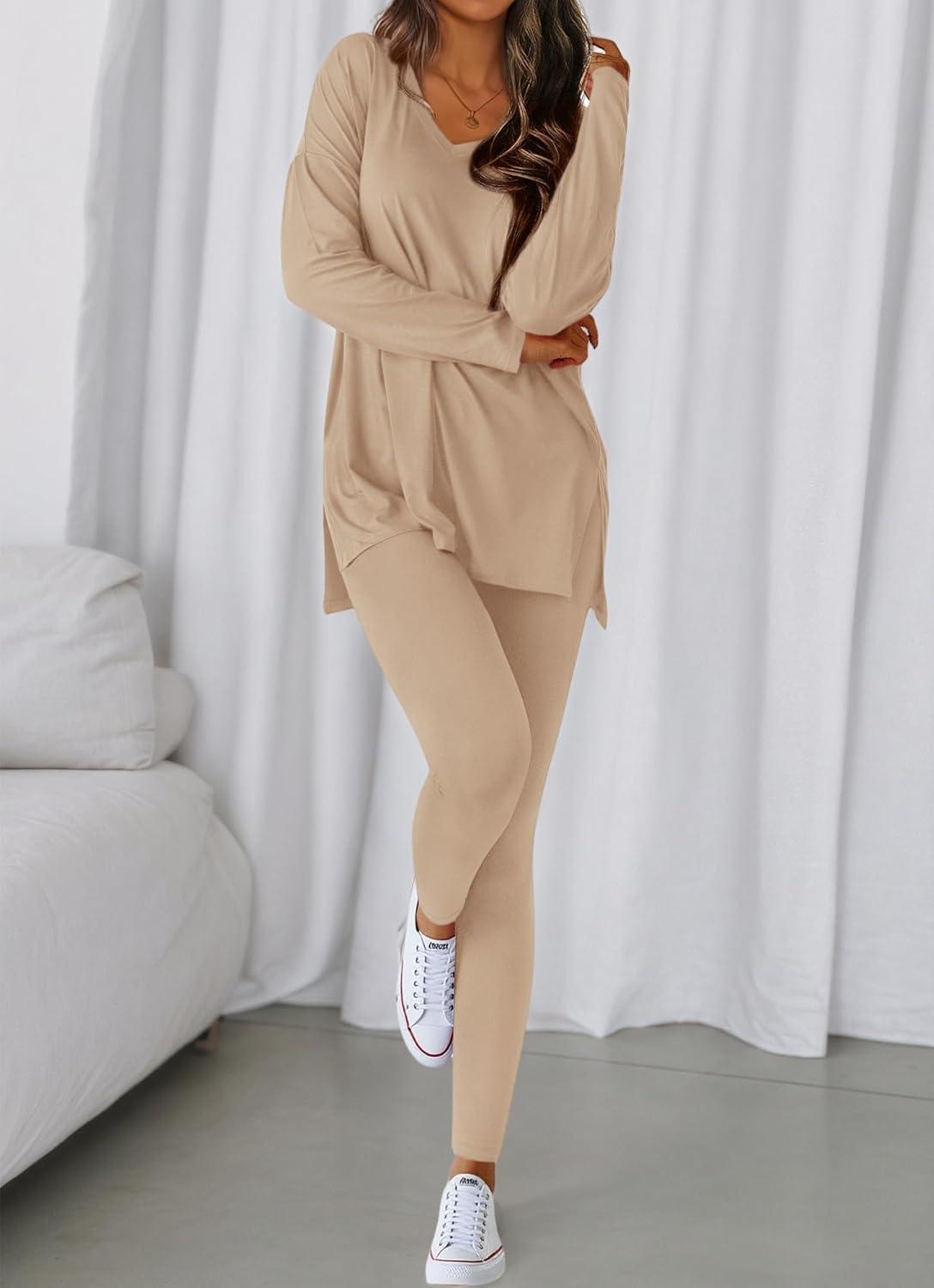 imageBTFBM Two Piece Sets For Women Fall Fashion 2025 Casual Lounge Matching Set Airport Travel Outfit Workout ClothingApricot