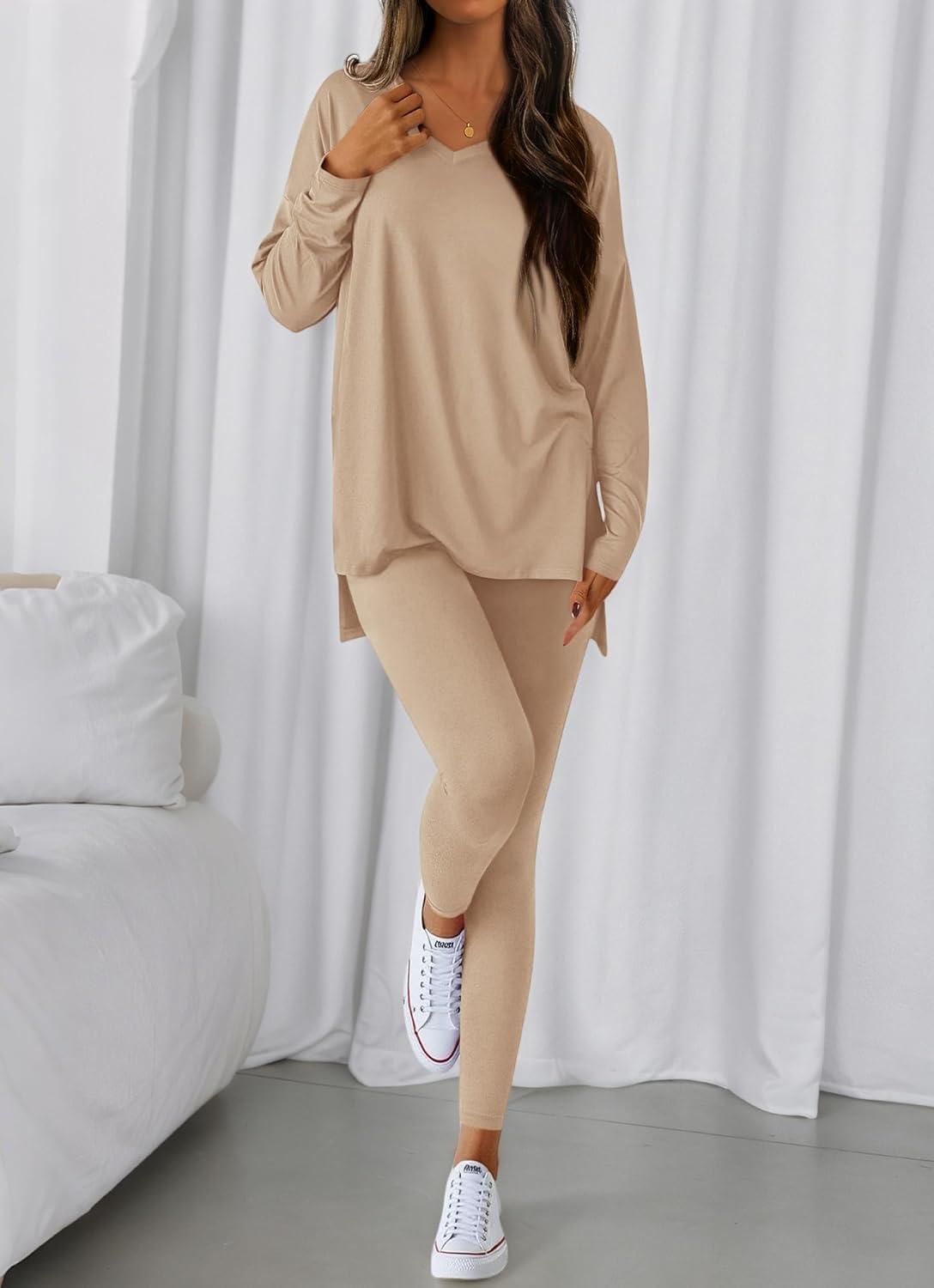 imageBTFBM Two Piece Sets For Women Fall Fashion 2025 Casual Lounge Matching Set Airport Travel Outfit Workout ClothingApricot