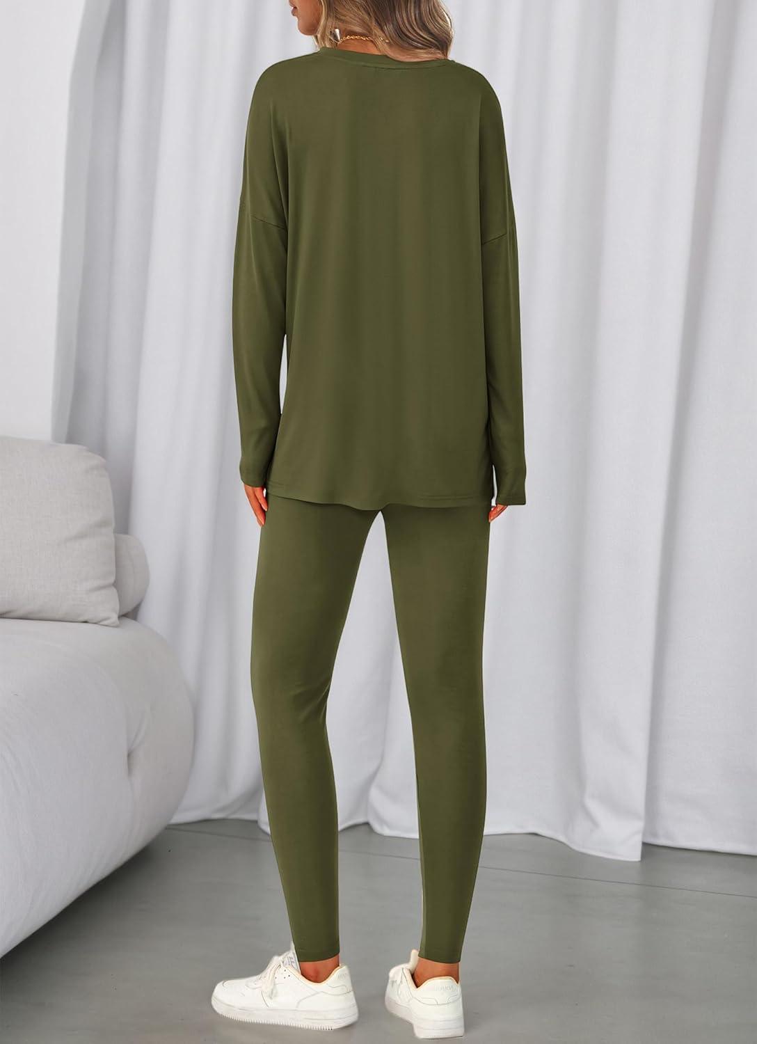 imageBTFBM Two Piece Sets For Women Fall Fashion 2025 Casual Lounge Matching Set Airport Travel Outfit Workout ClothingArmy Green