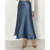 imageBTFBM 2025 Womens Summer Fall Long Satin Skirt Silk Elegant High Waist Cocktail Party Wedding Flowy ALine Midi SkirtsGrey Blue