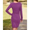 imageBTFBM Fall Dresses for Women 2025 Basic Casual Crew Neck Long Sleeve Ruched Bodycon Short T Shirt Dress Wedding GuestPurple