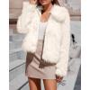 imageBTFBM Faux Fur Jacket Women Fluffy Winter Coats Zip Up Fuzzy Jackets Long Sleeve Furry Coat Shaggy 2025 Fall ClothesBeige