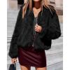 imageBTFBM Faux Fur Jacket Women Fluffy Winter Coats Zip Up Fuzzy Jackets Long Sleeve Furry Coat Shaggy 2025 Fall ClothesBlack