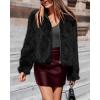 imageBTFBM Faux Fur Jacket Women Fluffy Winter Coats Zip Up Fuzzy Jackets Long Sleeve Furry Coat Shaggy 2025 Fall ClothesBlack