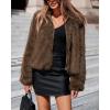 imageBTFBM Faux Fur Jacket Women Fluffy Winter Coats Zip Up Fuzzy Jackets Long Sleeve Furry Coat Shaggy 2025 Fall ClothesBrown