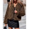 imageBTFBM Faux Fur Jacket Women Fluffy Winter Coats Zip Up Fuzzy Jackets Long Sleeve Furry Coat Shaggy 2025 Fall ClothesBrown