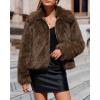 imageBTFBM Faux Fur Jacket Women Fluffy Winter Coats Zip Up Fuzzy Jackets Long Sleeve Furry Coat Shaggy 2025 Fall ClothesBrown