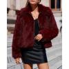 imageBTFBM Faux Fur Jacket Women Fluffy Winter Coats Zip Up Fuzzy Jackets Long Sleeve Furry Coat Shaggy 2025 Fall ClothesBurgundy