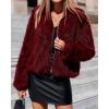 imageBTFBM Faux Fur Jacket Women Fluffy Winter Coats Zip Up Fuzzy Jackets Long Sleeve Furry Coat Shaggy 2025 Fall ClothesBurgundy