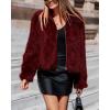 imageBTFBM Faux Fur Jacket Women Fluffy Winter Coats Zip Up Fuzzy Jackets Long Sleeve Furry Coat Shaggy 2025 Fall ClothesBurgundy
