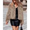 imageBTFBM Faux Fur Jacket Women Fluffy Winter Coats Zip Up Fuzzy Jackets Long Sleeve Furry Coat Shaggy 2025 Fall ClothesKhaki