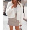 imageBTFBM Faux Fur Jacket Women Fluffy Winter Coats Zip Up Fuzzy Jackets Long Sleeve Furry Coat Shaggy 2025 Fall ClothesWhite