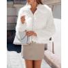 imageBTFBM Faux Fur Jacket Women Fluffy Winter Coats Zip Up Fuzzy Jackets Long Sleeve Furry Coat Shaggy 2025 Fall ClothesWhite