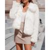 imageBTFBM Faux Fur Jacket Women Fluffy Winter Coats Zip Up Fuzzy Jackets Long Sleeve Furry Coat Shaggy 2025 Fall ClothesWhite