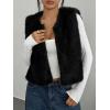 imageBTFBM Faux Fur Vest Women Fall Fashion 2025 Sleeveless Fuzzy Jacket Fluffy Coats Winter Clothing Furry Outerwear VestsBlack