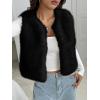 imageBTFBM Faux Fur Vest Women Fall Fashion 2025 Sleeveless Fuzzy Jacket Fluffy Coats Winter Clothing Furry Outerwear VestsBlack