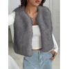 imageBTFBM Faux Fur Vest Women Fall Fashion 2025 Sleeveless Fuzzy Jacket Fluffy Coats Winter Clothing Furry Outerwear VestsGrey
