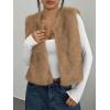 imageBTFBM Faux Fur Vest Women Fall Fashion 2025 Sleeveless Fuzzy Jacket Fluffy Coats Winter Clothing Furry Outerwear VestsKhaki