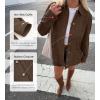 imageBTFBM Faux Suede Jacket Women Fall Fashion 2025 Leather Jackets Long Sleeve Button Down Winter Coats Shackets OuterwearDark Brown