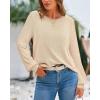 imageBTFBM Sweaters for Women 2025 Early Fall Fashion Crewneck Long Sleeve Ribbed Knit Oversized Pullover Casual Loose TopsApricot