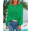 imageBTFBM Sweaters for Women 2025 Early Fall Fashion Crewneck Long Sleeve Ribbed Knit Oversized Pullover Casual Loose TopsGreen