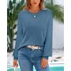 imageBTFBM Sweaters for Women 2025 Early Fall Fashion Crewneck Long Sleeve Ribbed Knit Oversized Pullover Casual Loose TopsGrey Blue