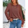imageBTFBM Sweaters for Women 2025 Early Fall Fashion Crewneck Long Sleeve Ribbed Knit Oversized Pullover Casual Loose TopsLight Brown