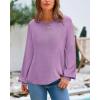 imageBTFBM Sweaters for Women 2025 Early Fall Fashion Crewneck Long Sleeve Ribbed Knit Oversized Pullover Casual Loose TopsPurple
