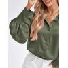 imageBTFBM Women Satin Button Down Shirts Lantern Long Sleeve Blouses Summer Fall Business Casual Outfits Dressy Work TopsArmy Green