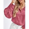 imageBTFBM Women Satin Button Down Shirts Lantern Long Sleeve Blouses Summer Fall Business Casual Outfits Dressy Work TopsPink