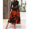 imageBTFBM Womens Floral Maxi Dress Fall 2025 Casual Crewneck Long Sleeve Ruffle Flowy Cocktail Wedding Guest DressesBig Floral Brick Red