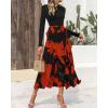 imageBTFBM Womens Floral Maxi Dress Fall 2025 Casual Crewneck Long Sleeve Ruffle Flowy Cocktail Wedding Guest DressesBig Floral Brick Red