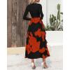 imageBTFBM Womens Floral Maxi Dress Fall 2025 Casual Crewneck Long Sleeve Ruffle Flowy Cocktail Wedding Guest DressesBig Floral Brick Red