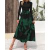 imageBTFBM Womens Floral Maxi Dress Fall 2025 Casual Crewneck Long Sleeve Ruffle Flowy Cocktail Wedding Guest DressesBig Floral Dark Green