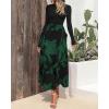 imageBTFBM Womens Floral Maxi Dress Fall 2025 Casual Crewneck Long Sleeve Ruffle Flowy Cocktail Wedding Guest DressesBig Floral Dark Green