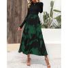 imageBTFBM Womens Floral Maxi Dress Fall 2025 Casual Crewneck Long Sleeve Ruffle Flowy Cocktail Wedding Guest DressesBig Floral Dark Green