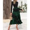 imageBTFBM Womens Floral Maxi Dress Fall 2025 Casual Crewneck Long Sleeve Ruffle Flowy Cocktail Wedding Guest DressesBig Floral Dark Green