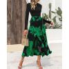 imageBTFBM Womens Floral Maxi Dress Fall 2025 Casual Crewneck Long Sleeve Ruffle Flowy Cocktail Wedding Guest DressesBig Floral Green