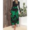 imageBTFBM Womens Floral Maxi Dress Fall 2025 Casual Crewneck Long Sleeve Ruffle Flowy Cocktail Wedding Guest DressesBig Floral Green