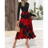 imageBTFBM Womens Floral Maxi Dress Fall 2025 Casual Crewneck Long Sleeve Ruffle Flowy Cocktail Wedding Guest DressesBig Floral Red