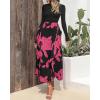 imageBTFBM Womens Floral Maxi Dress Fall 2025 Casual Crewneck Long Sleeve Ruffle Flowy Cocktail Wedding Guest DressesBig Floral Rose Red