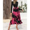 imageBTFBM Womens Floral Maxi Dress Fall 2025 Casual Crewneck Long Sleeve Ruffle Flowy Cocktail Wedding Guest DressesBig Floral Rose Red