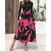imageBTFBM Womens Floral Maxi Dress Fall 2025 Casual Crewneck Long Sleeve Ruffle Flowy Cocktail Wedding Guest DressesBig Floral Rose Red
