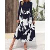 imageBTFBM Womens Floral Maxi Dress Fall 2025 Casual Crewneck Long Sleeve Ruffle Flowy Cocktail Wedding Guest DressesBig Floral White Navy