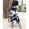 imageBTFBM Womens Floral Maxi Dress Fall 2025 Casual Crewneck Long Sleeve Ruffle Flowy Cocktail Wedding Guest DressesBig Floral White Navy