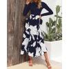 imageBTFBM Womens Floral Maxi Dress Fall 2025 Casual Crewneck Long Sleeve Ruffle Flowy Cocktail Wedding Guest DressesBig Floral White Navy