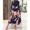 imageBTFBM Womens Floral Maxi Dress Fall 2025 Casual Crewneck Long Sleeve Ruffle Flowy Cocktail Wedding Guest DressesPink Floral Navy