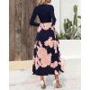 imageBTFBM Womens Floral Maxi Dress Fall 2025 Casual Crewneck Long Sleeve Ruffle Flowy Cocktail Wedding Guest DressesPink Floral Navy