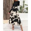 imageBTFBM Womens Floral Maxi Dress Fall 2025 Casual Crewneck Long Sleeve Ruffle Flowy Cocktail Wedding Guest DressesWhite Floral Black