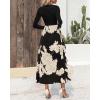 imageBTFBM Womens Floral Maxi Dress Fall 2025 Casual Crewneck Long Sleeve Ruffle Flowy Cocktail Wedding Guest DressesWhite Floral Black